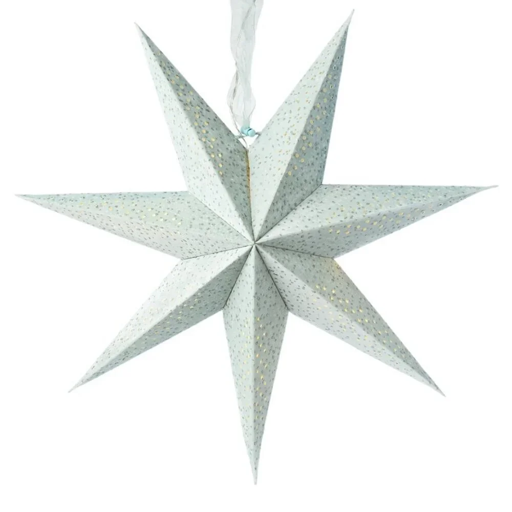 NEW Light Up Battery Operated Flocked Star Christmas Hanging Decoration Decor Ho